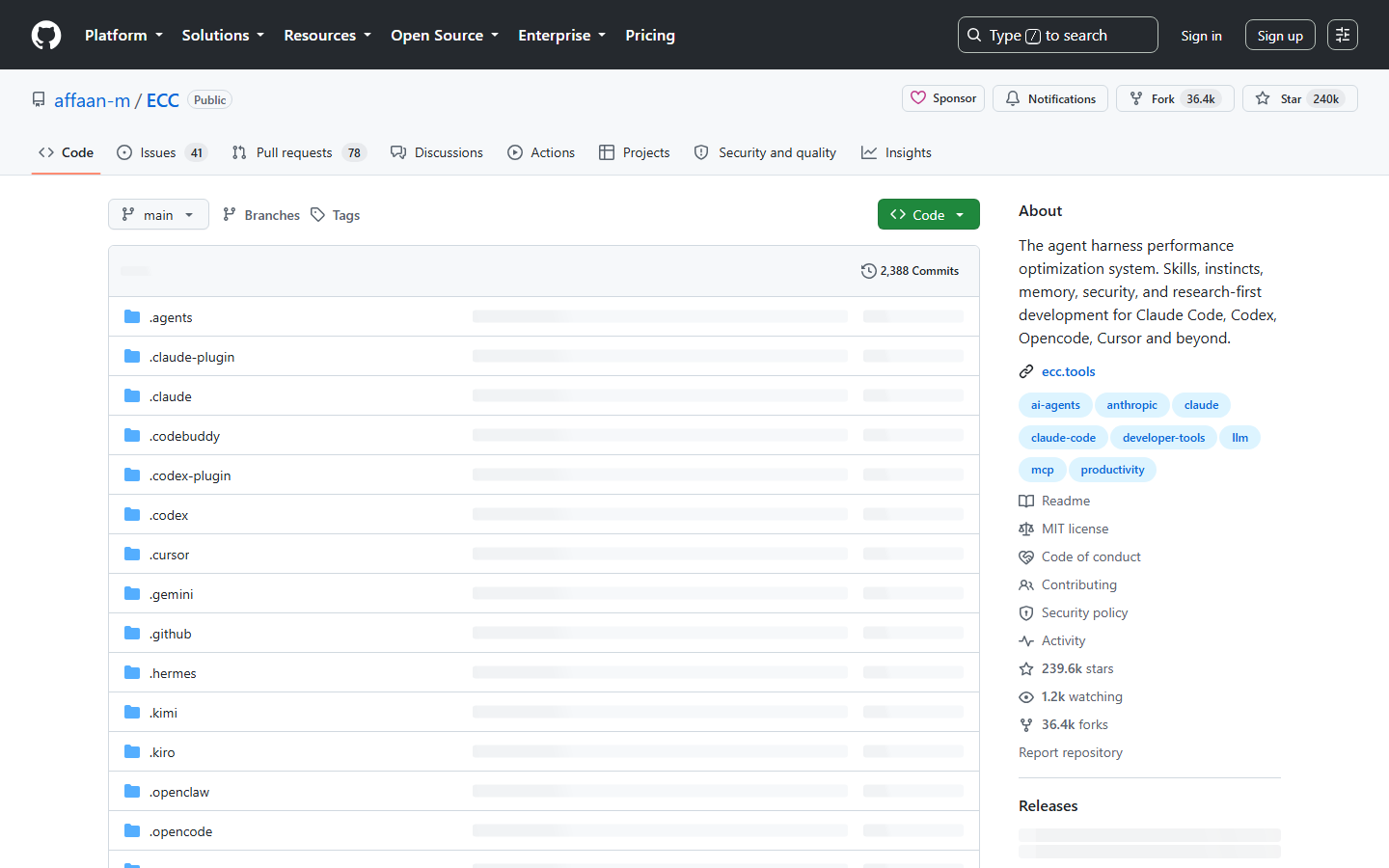 Repositorio de affaan-m/ECC en GitHub