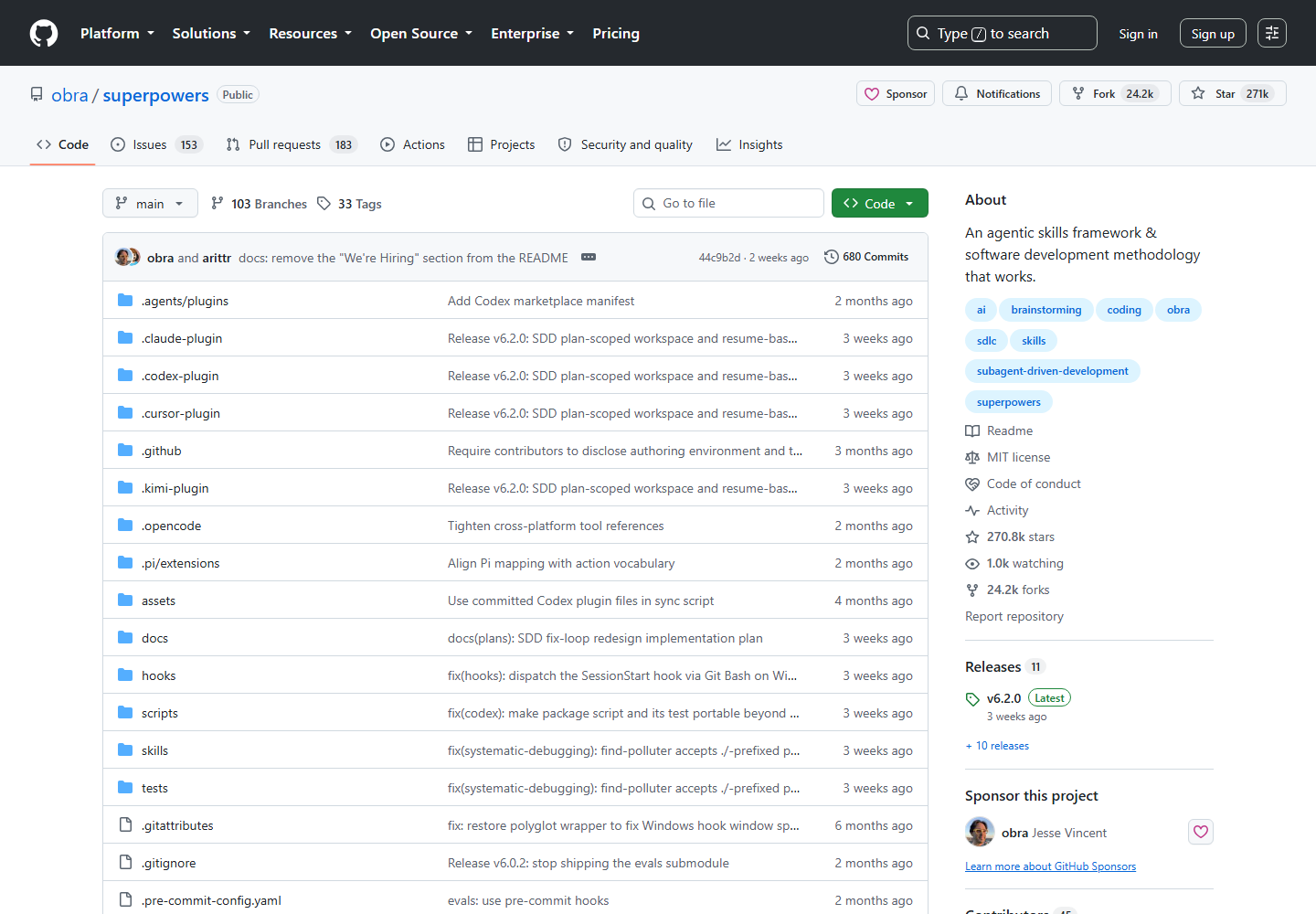 Repositorio de obra/superpowers en GitHub